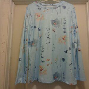 AQUA BLUE FLOWERS GIRL PRETTY TOP L